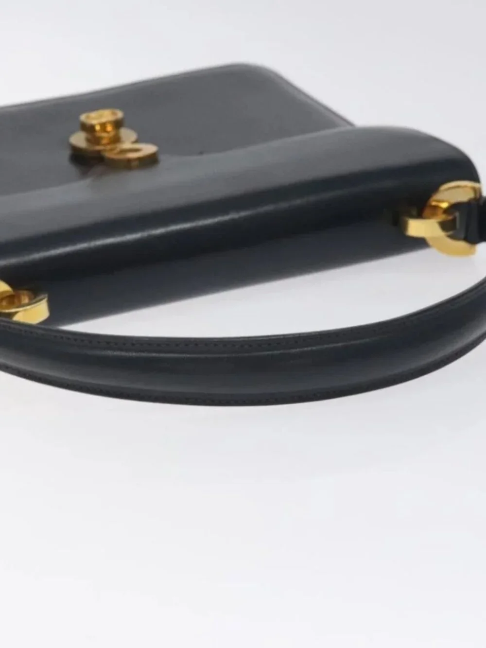GUCCI Hand Bag Leather Navy Gold Auth - Picture 7 of 16